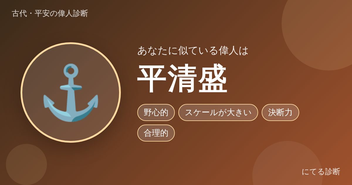平清盛（古代・平安の偉人診断の結果）