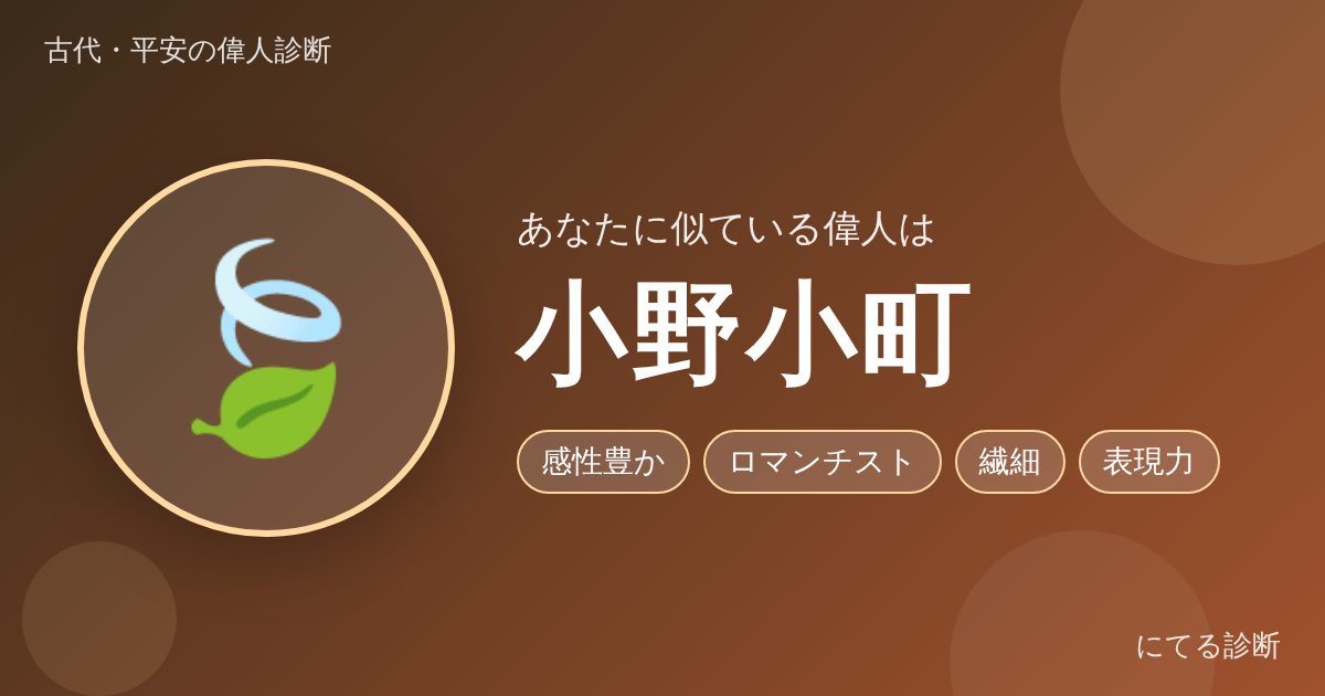 小野小町（古代・平安の偉人診断の結果）