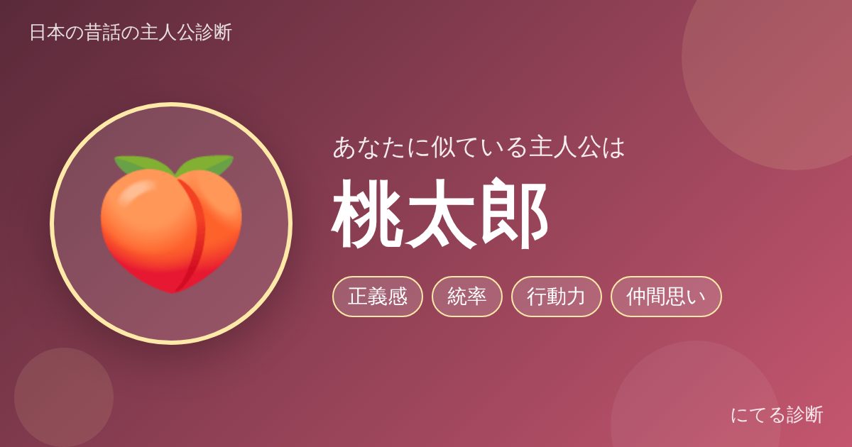 桃太郎（日本の昔話の主人公診断の結果）