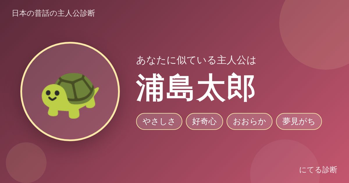 浦島太郎(日本の昔話の主人公診断の結果)