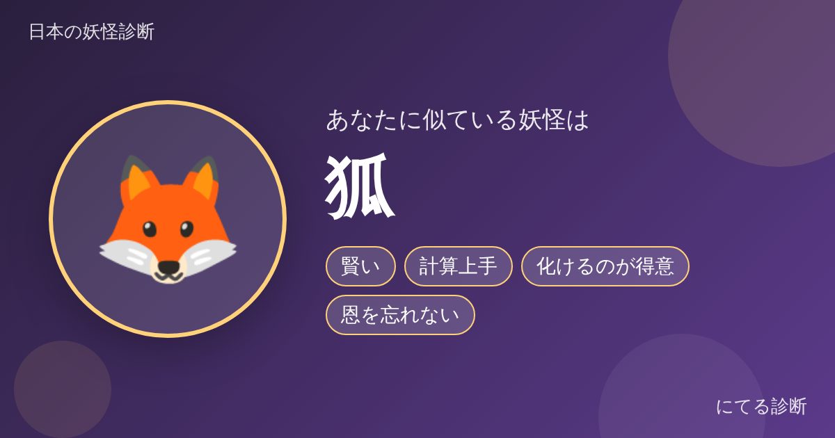 狐（日本の妖怪診断の結果）