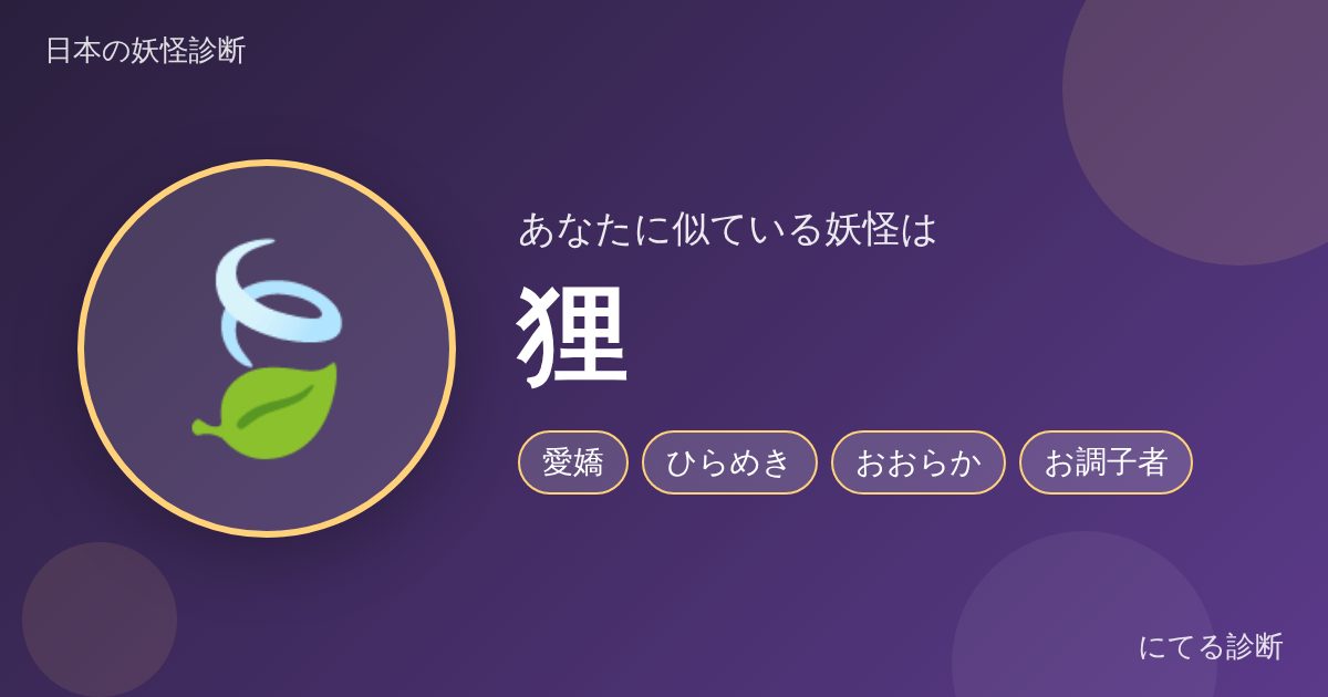 狸（日本の妖怪診断の結果）